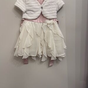 Elegant Pink and White Kids Formal Dress